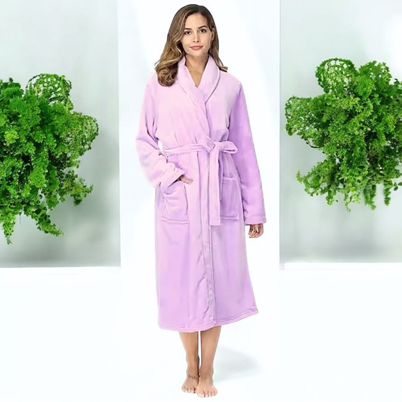 Hotel Spa Collection Pink Plush Super Soft Fleece Robe - Picture 6 of 16
